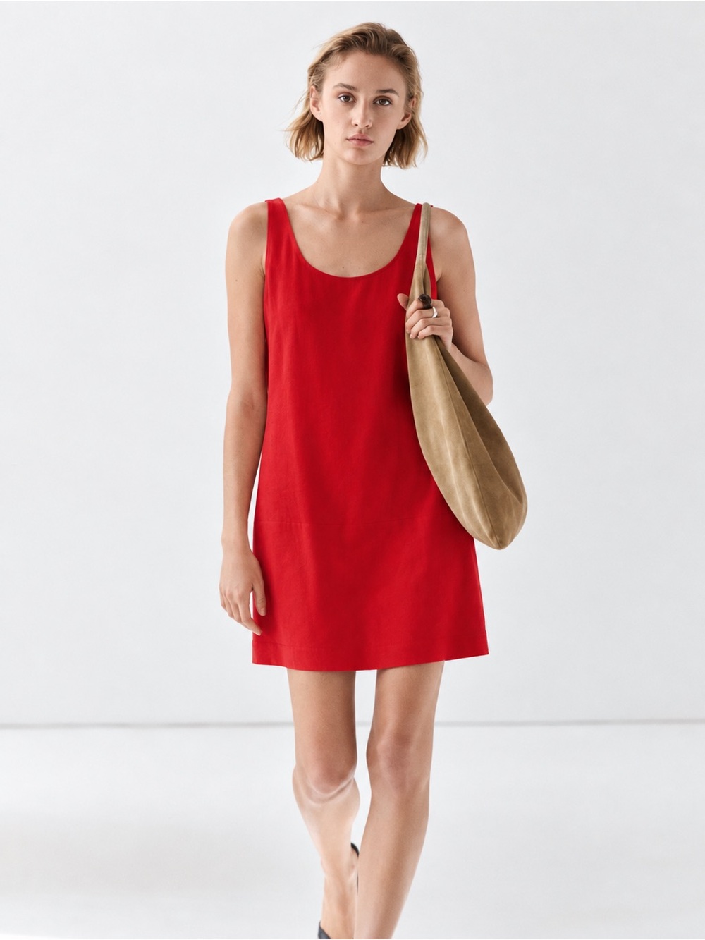 J. Crew Red Sleeveless Scoop-Neck Mini Dress